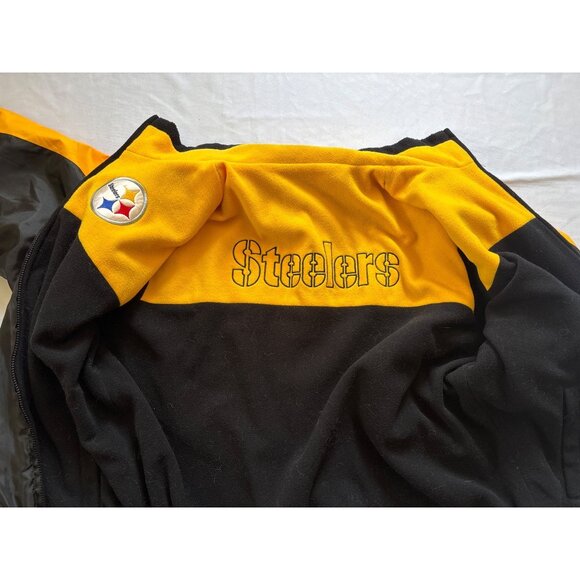 Steelers Black & Yellow Full-Zip Jacket w/ Logo Embroidery Polyester reversible - Picture 4 of 9
